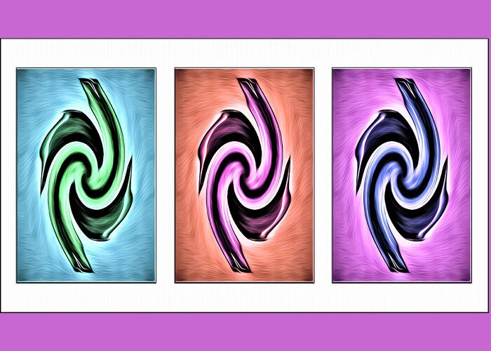 Living Room Greeting Card featuring the digital art Vases in Three - Abstract White by Ronald Mills
