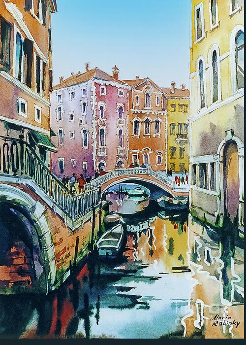 Venice Greeting Card featuring the digital art Venetian Canal 3 by Maria Rabinky