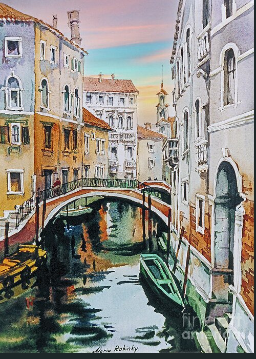 Venice Greeting Card featuring the digital art Venetian Canal by Maria Rabinky