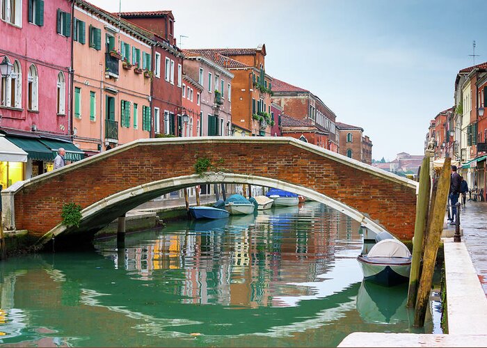 Rain Greeting Card featuring the photograph Venice Bridge by Andrew Lalchan