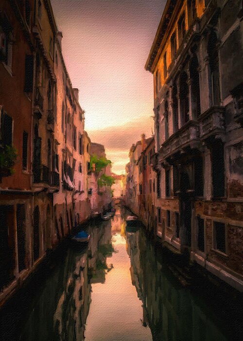 Venice Greeting Card featuring the painting Venice Canal Italy by Tony Rubino