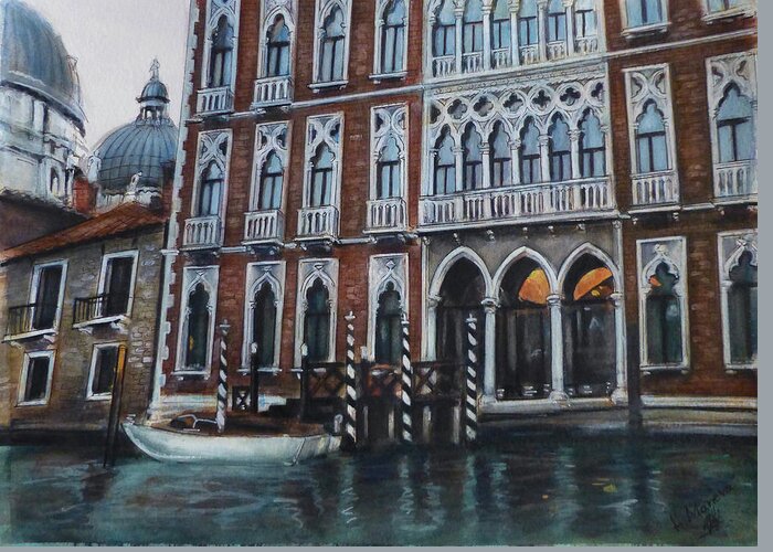 Venice Greeting Card featuring the painting Venice V by Henrieta Maneva