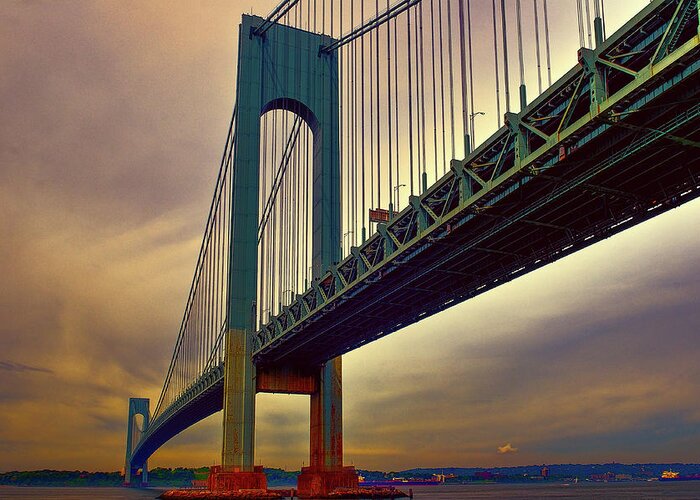 Brooklyn Greeting Card featuring the photograph Verrazano Bridge - NYC by Louis Dallara