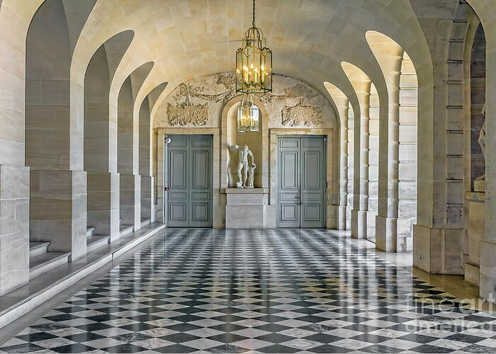 Versailles Greeting Card featuring the photograph Versailles Palace Hallway by Elaine Teague
