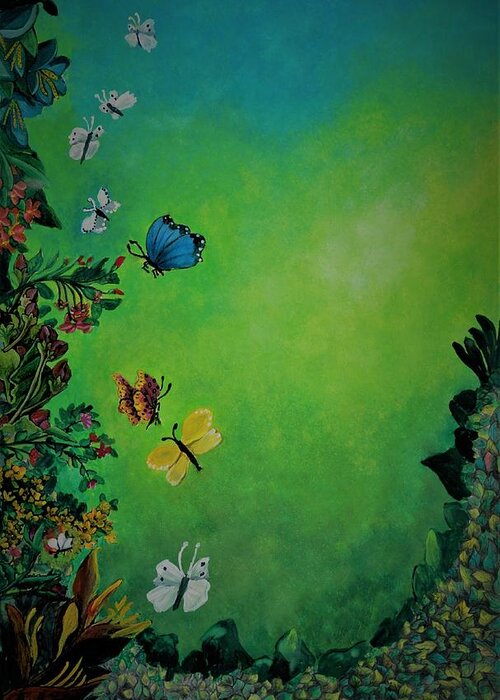 Spring Greeting Card featuring the painting Vibrant spring by Tara Krishna