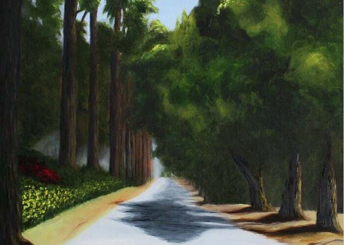 Riverside Greeting Card featuring the painting Victoria Avenue by Tracy Hutchinson