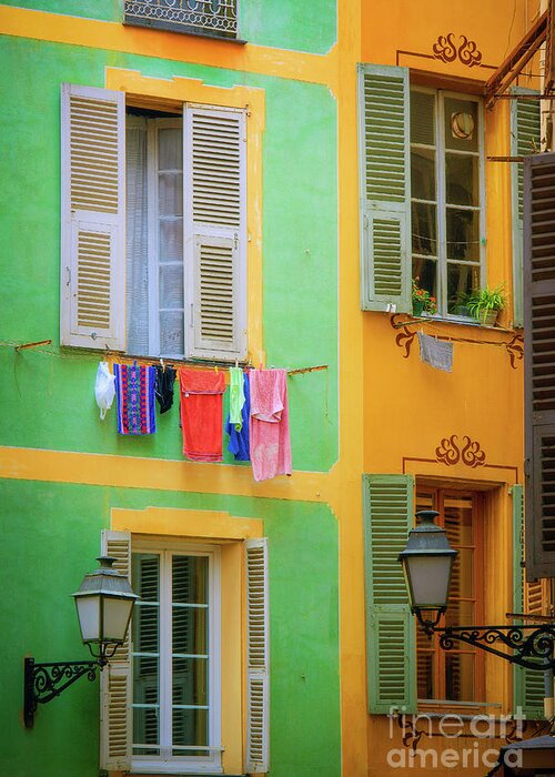 Cote D'azur Greeting Card featuring the photograph Vieille Ville Windows by Inge Johnsson