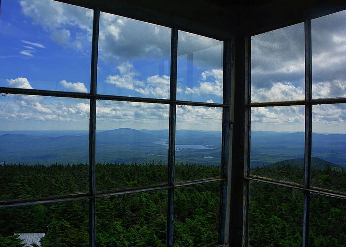 Stratton Mountain Fire Tower Greeting Card featuring the photograph View from in Stratton Mountain Fire Tower by Raymond Salani III