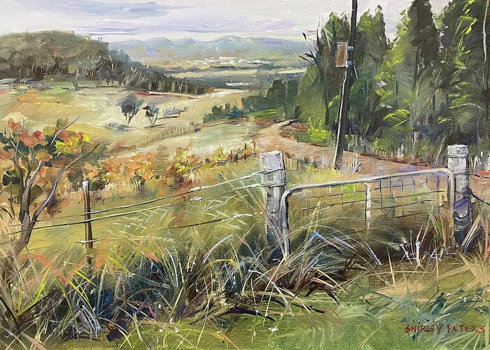 Landscape Painting Greeting Card featuring the painting View from the Vineyard by Shirley Peters
