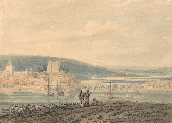 European Greeting Card featuring the painting View of Rochester by Thomas Girtin