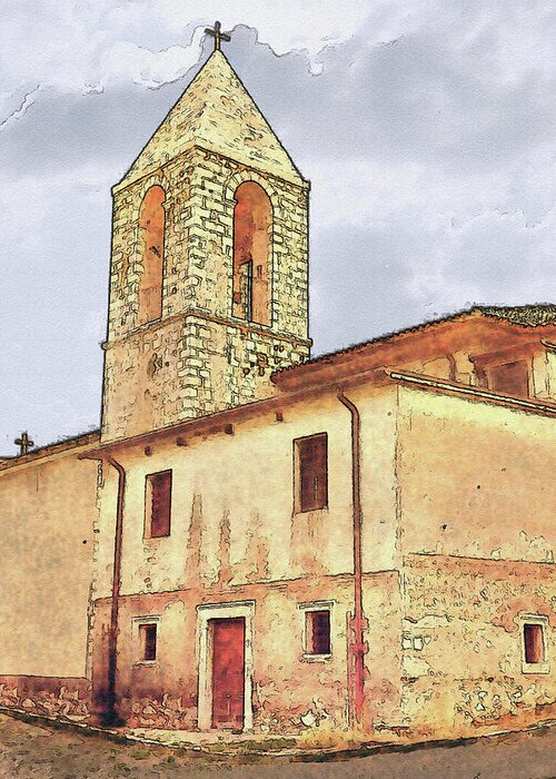Italy Greeting Card featuring the digital art Villa Church by John Vincent Palozzi