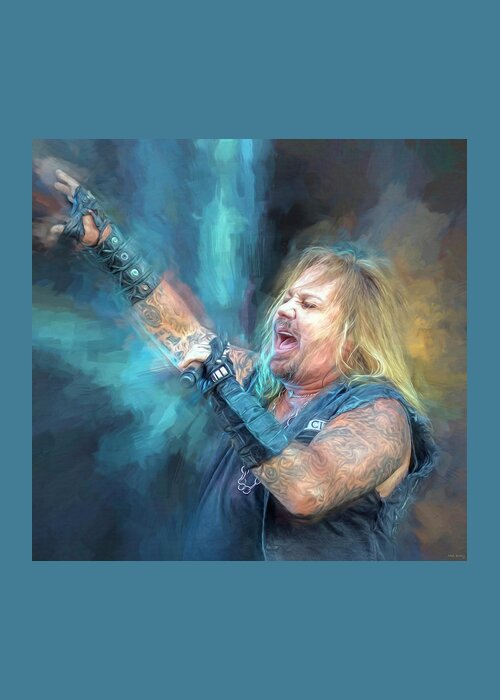 Vince Neil Greeting Card featuring the mixed media Vince Neil Wacken Open Air 2018 by Mal Bray