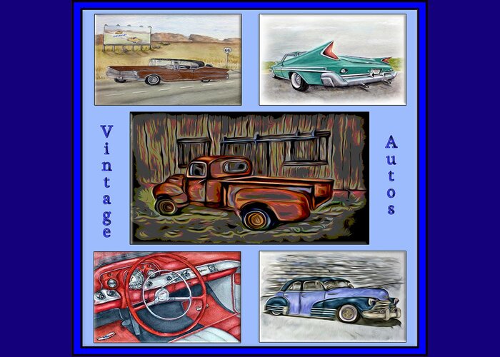 Chevy Greeting Card featuring the digital art Vintage Auto Poster by Ronald Mills