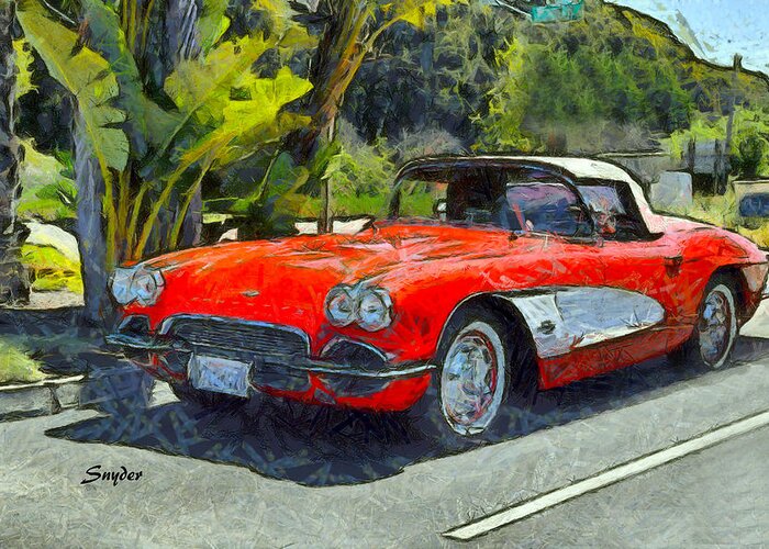 Car Greeting Card featuring the photograph Vintage Corvette Pismo Beach California by Barbara Snyder