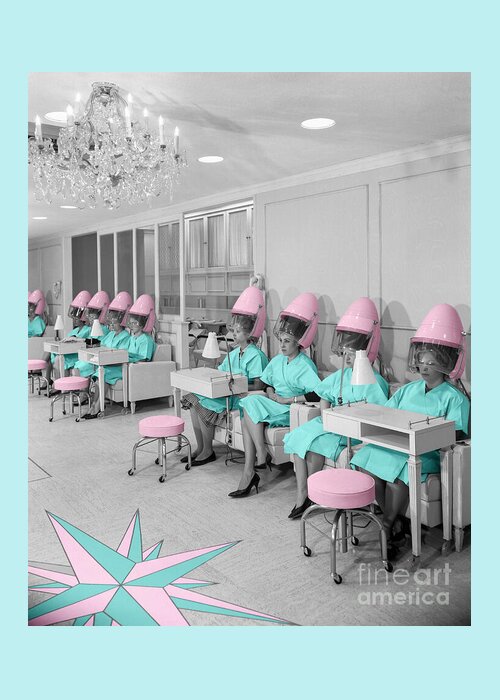 Vintage Greeting Card featuring the photograph Vintage hair salon by Delphimages Photo Creations