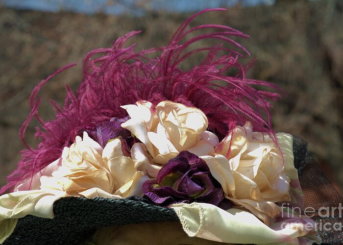 Hat Greeting Card featuring the photograph Vintage Hat With Fabric Roses by Kae Cheatham