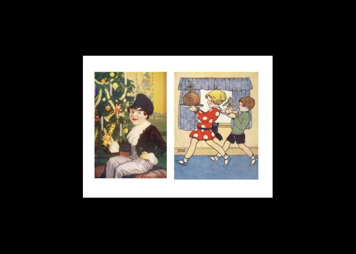 Christmas Nostalgia Greeting Card featuring the digital art Vintage Retro Art by Caterina Christakos