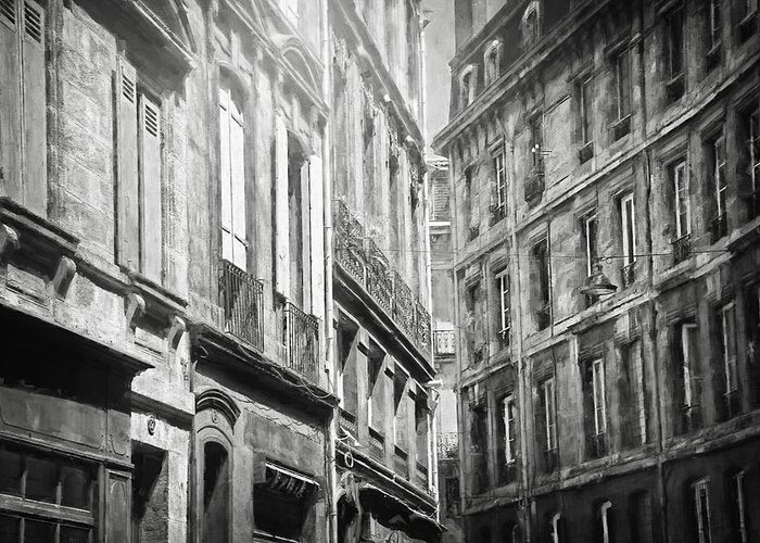 Bordeaux Greeting Card featuring the photograph Vintage Windows of Bordeaux France Black and White by Carol Japp