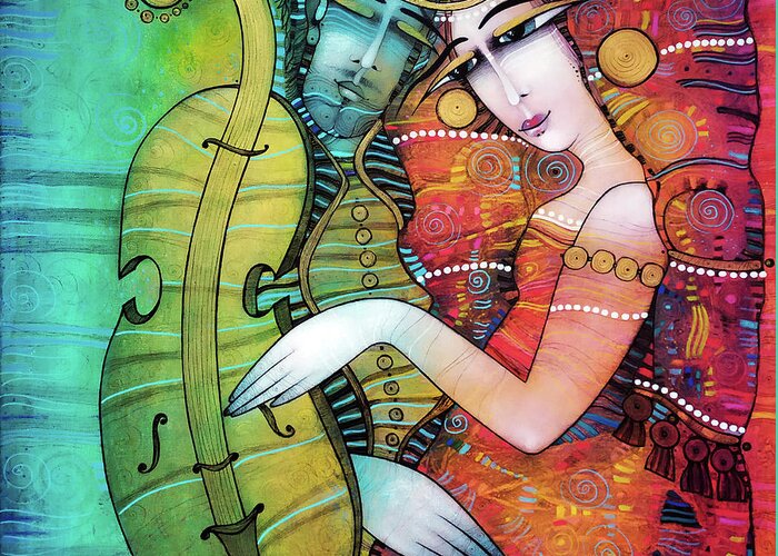 Albena Greeting Card featuring the painting Violon D'ingres by Albena Vatcheva