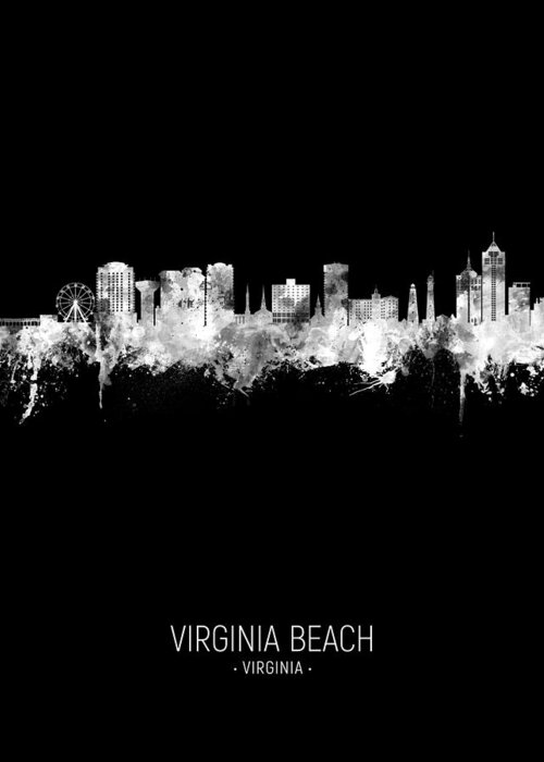 Virginia Beach Greeting Card featuring the digital art Virginia Beach Virginia Skyline #31 by Michael Tompsett