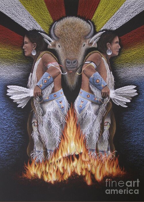Native American Greeting Card featuring the drawing Vision Quest by Lisa Bliss Rush