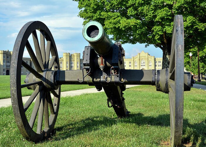 Lexington Greeting Card featuring the photograph VMI - Cannon by Deb Beausoleil
