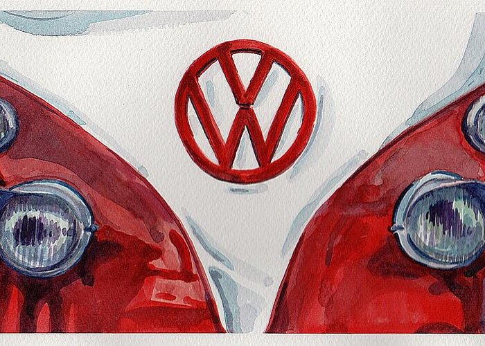 Car Greeting Card featuring the painting Volkswagen by George Cret