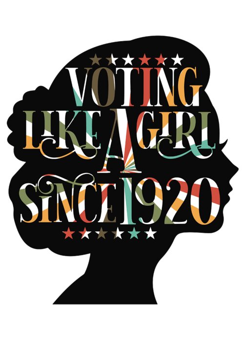 Woman Power Greeting Card featuring the drawing Voting Like a Girl Since 1920, Vintage vector woman head logo design by Mounir Khalfouf