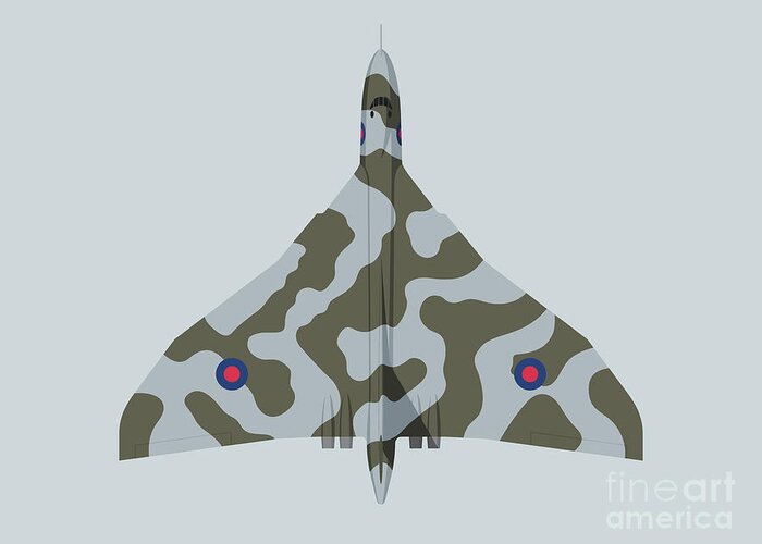 Aircraft Greeting Card featuring the digital art Vulcan Jet Bomber - Camouflage by Organic Synthesis