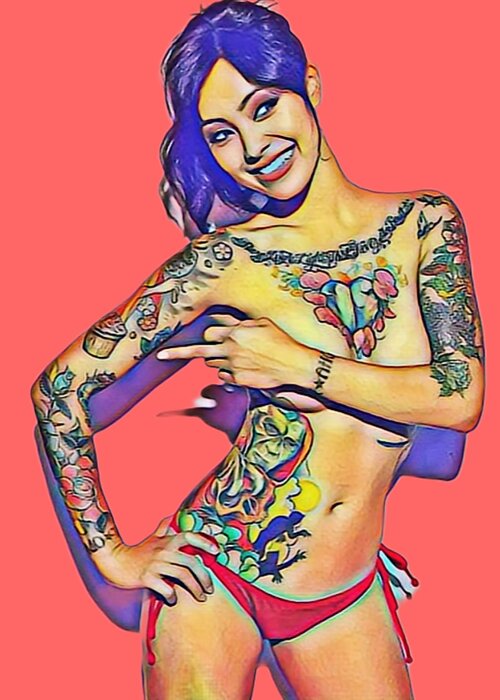 Photography Greeting Card featuring the mixed media Vulgar Tattoo Original Nude Woman Photography by Festival Drip