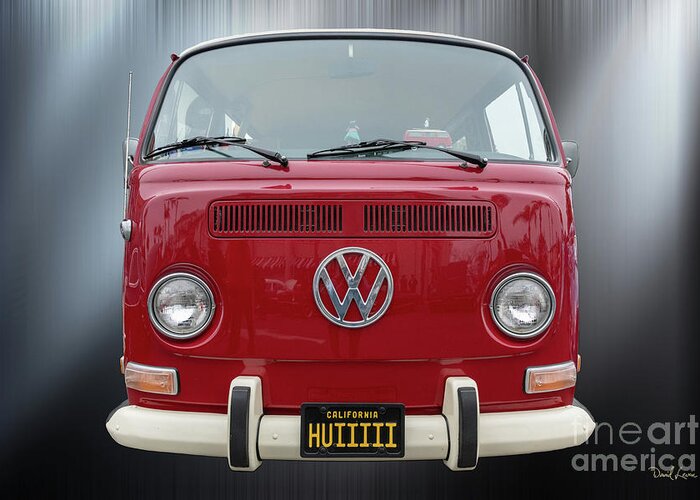 Backgrounds Greeting Card featuring the photograph VW Red Bus by David Levin