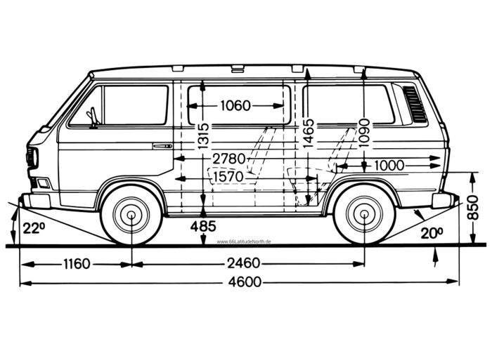 t3 interior dimensions - Google Search  Vw westfalia, Volkswagen type 3,  Vw syncro