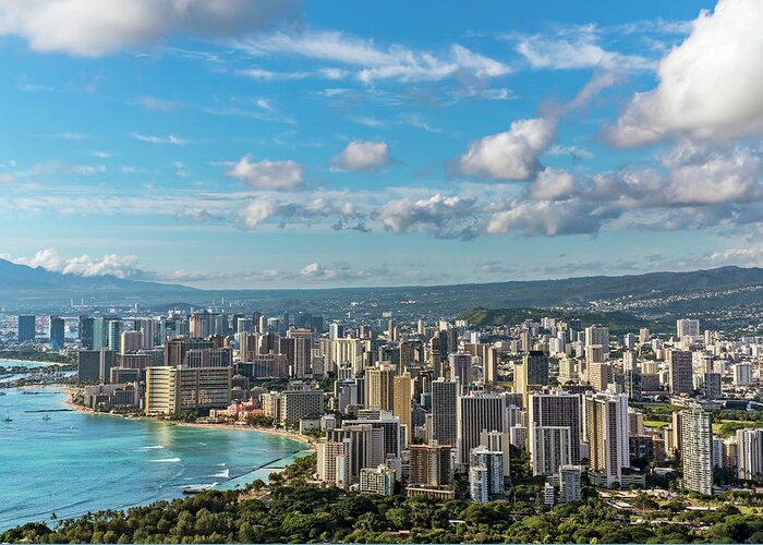 Hawaii Greeting Card featuring the photograph Waikiki and Honolulu by Kelley King