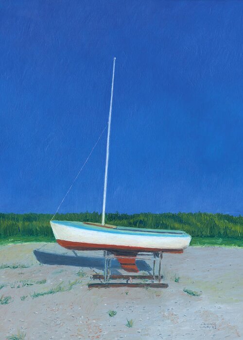 Sailboat Greeting Card featuring the pastel Waiting for Launch by Dominic White