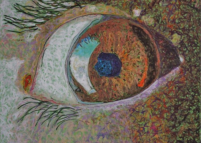 Eye Greeting Card featuring the painting Wake up original painting by Sol Luckman
