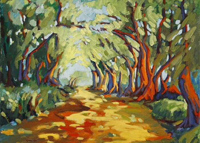 Forest Greeting Card featuring the painting Walk in the Woods 2 by Konnie Kim