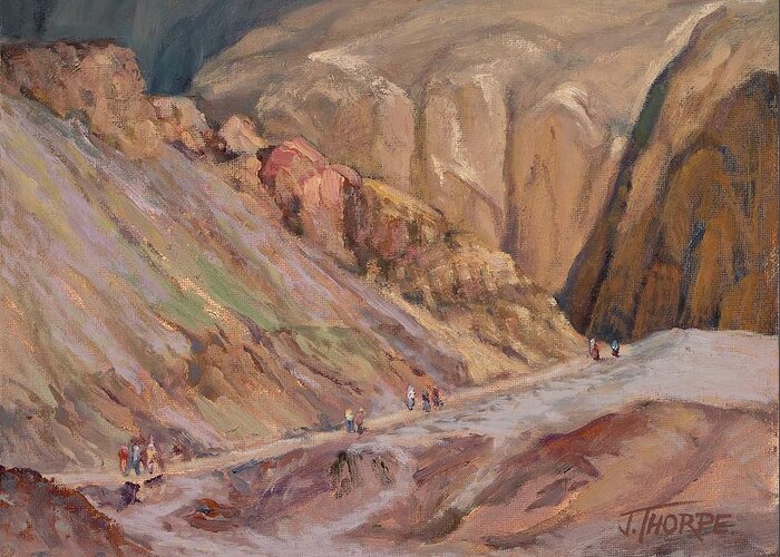 Death Valley Greeting Card featuring the painting Walk to the Natural Bridge, Death Valley by Jane Thorpe