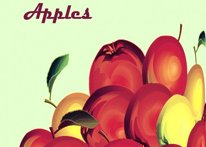 Art Greeting Card featuring the digital art Wall Art With Apples 7 by Miss Pet Sitter