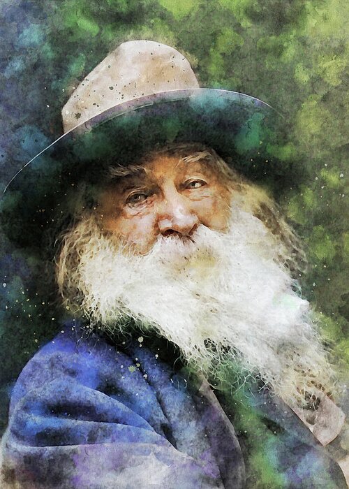 Walt Whitman Watercolor Painting Greeting Card featuring the painting Walt Whitman Watercolor Painting by Dan Sproul
