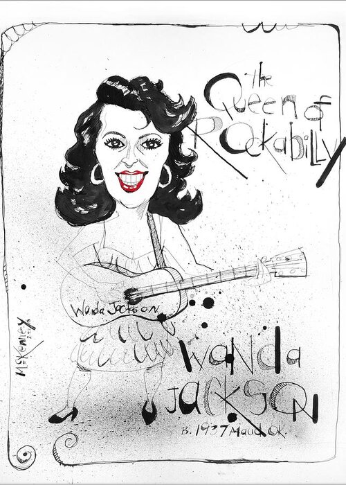  Greeting Card featuring the drawing Wanda Jackson by Phil Mckenney