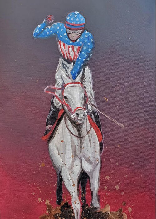 War Greeting Card featuring the painting War Horse by Emanuel Alvarez Valencia