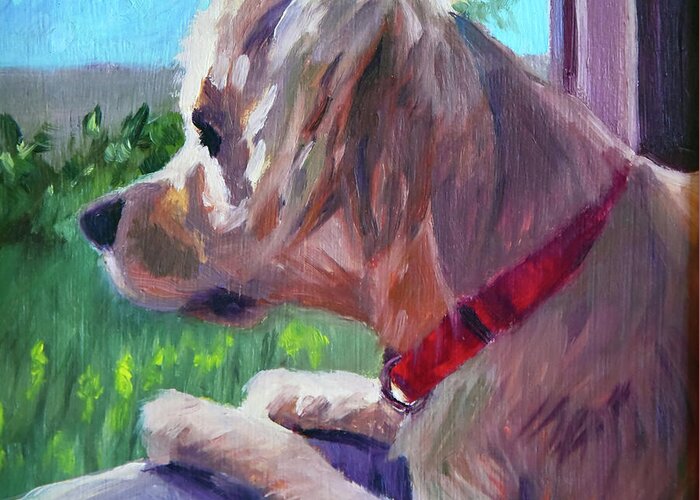 Dog Greeting Card featuring the painting Watch Dog by Alice Leggett