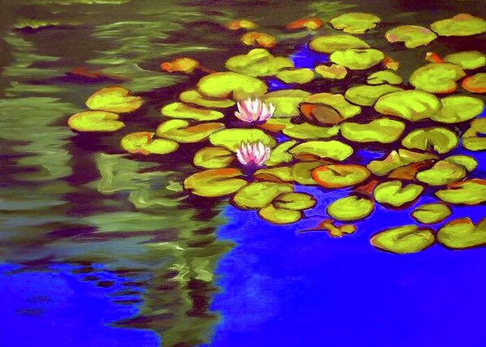  Greeting Card featuring the painting Water Lilies by Clayton Singleton