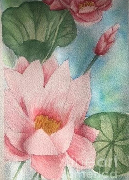 Water Lily Water Lillies Greeting Card featuring the painting Water Lily by Nina Jatania