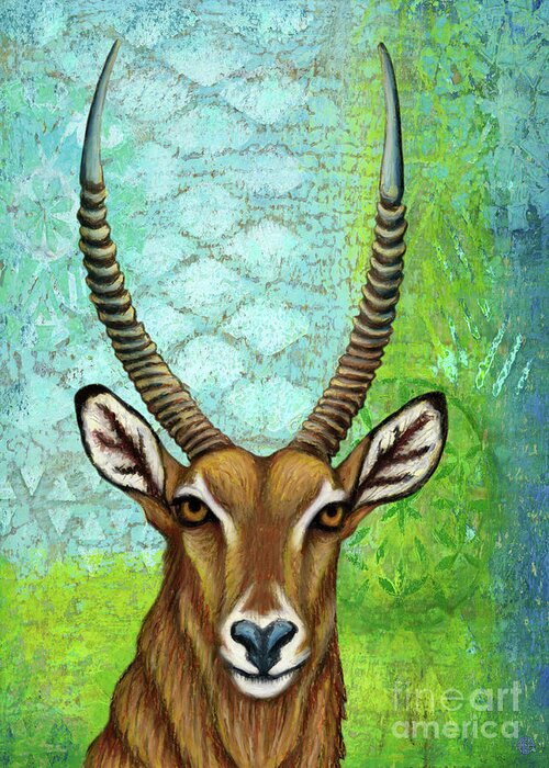 Waterbuck Greeting Card featuring the painting Waterbuck Abstract by Amy E Fraser