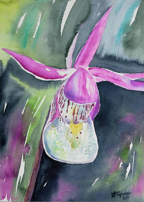 Fairy Slipper Greeting Card featuring the painting Watercolor - Fairy Slipper by Cascade Colors