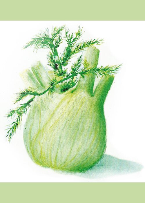 Aquarelle Greeting Card featuring the painting Watercolor Fennel Aquarelle Fenouil by Joelle Philibert