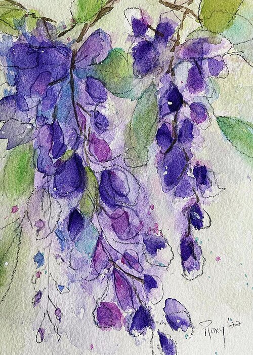 Original Greeting Card featuring the painting Watercolor Wisteria by Roxy Rich
