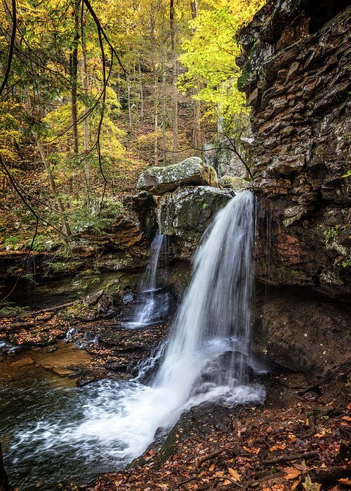 Cherokee Greeting Card featuring the photograph Waterfall Cascades in Cloudland Canyon by Debra and Dave Vanderlaan