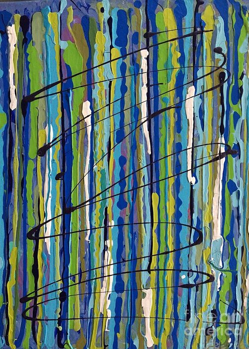 Abstracts Greeting Card featuring the painting Waterfall by Debora Sanders